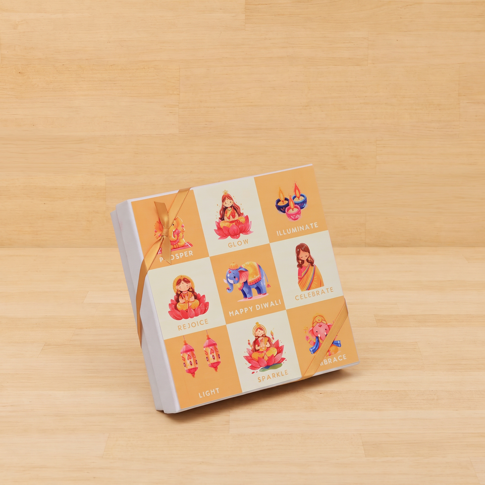 Diwali celebration cartoon designed premium unwrapped chocolate 9P hard box
