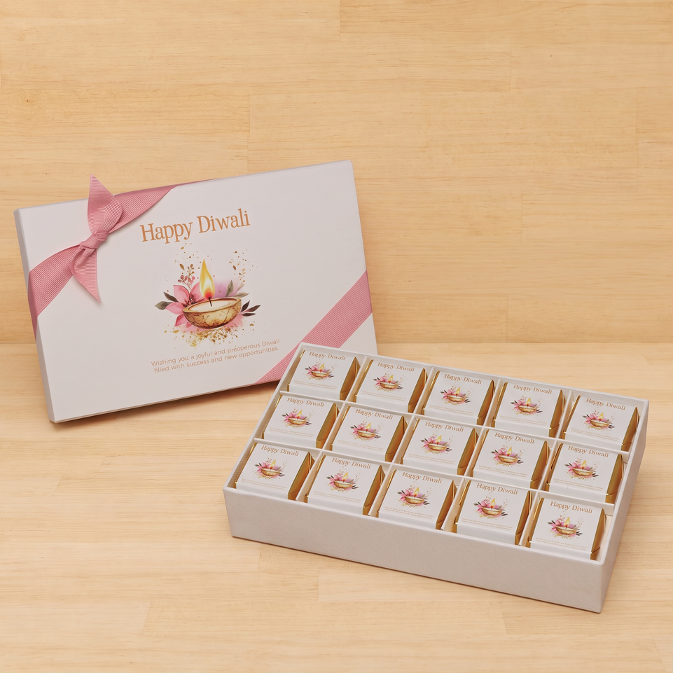 Happy diwali floral candle lights designed premium chocolate 15P hard box