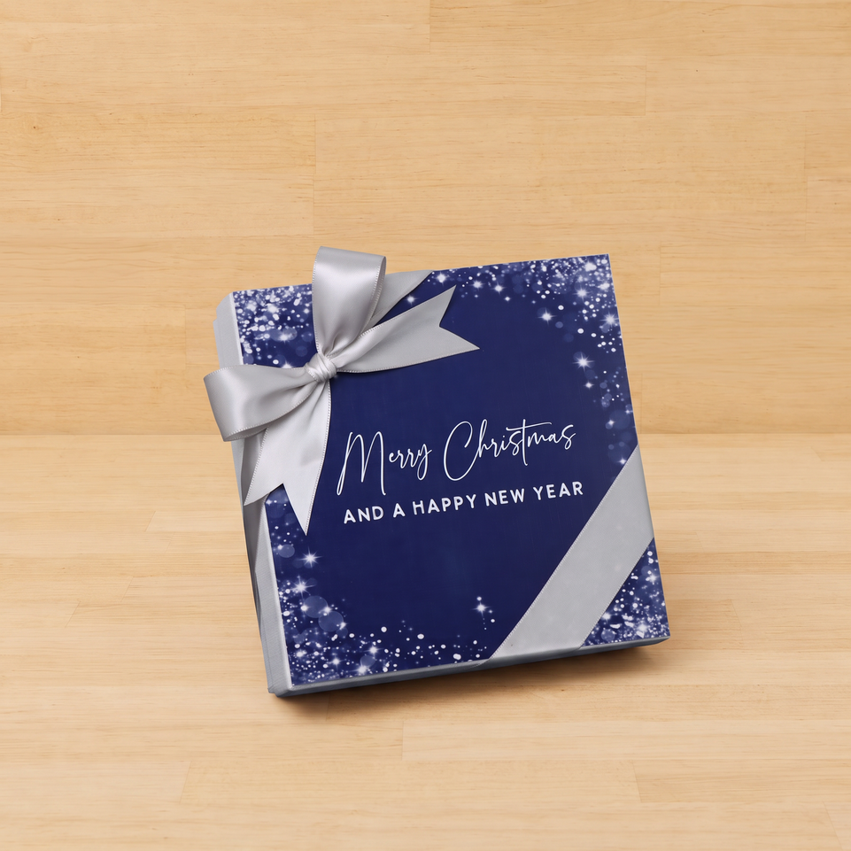 Set of 5 Corporate customized Merry Christmas & happy new year winter designed premium chocolate 9 piece hard box