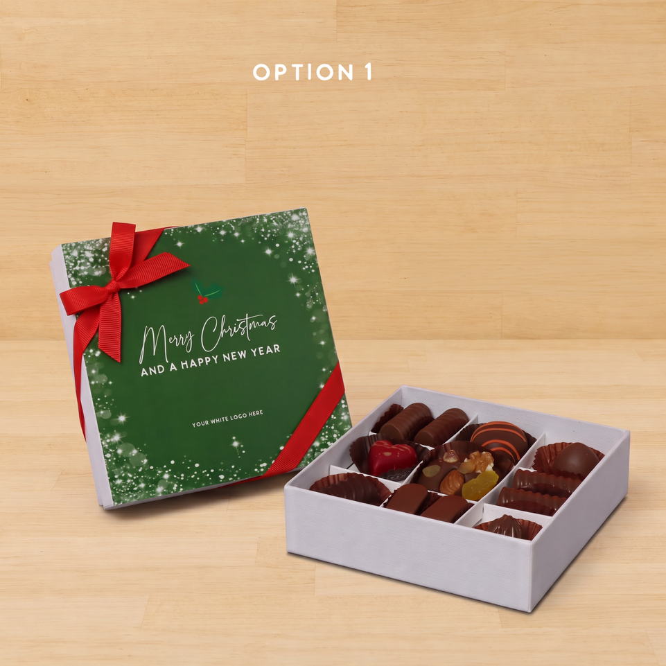 Merry christmas snow flakes designed premium chocolate 9 piece hard box