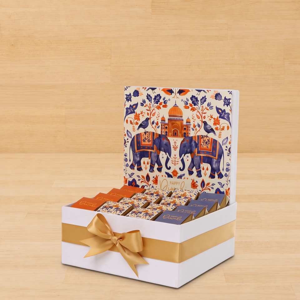 Happy diwali elephant festive designed premium chocolate medium hamper
