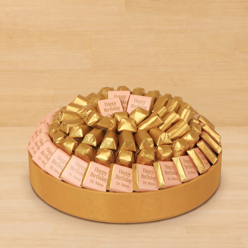 Happy Birthday designed premium chocolate round leather tray