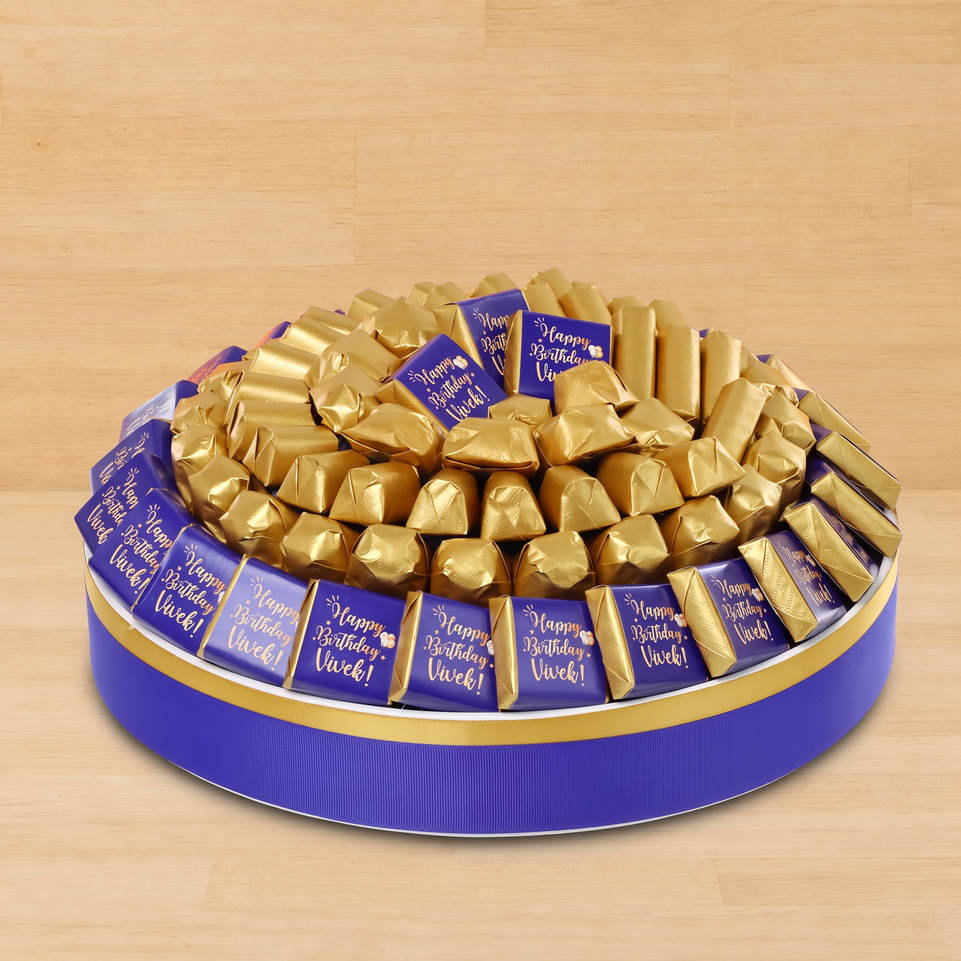 Happy birthday designed premium chocolate round leather tray