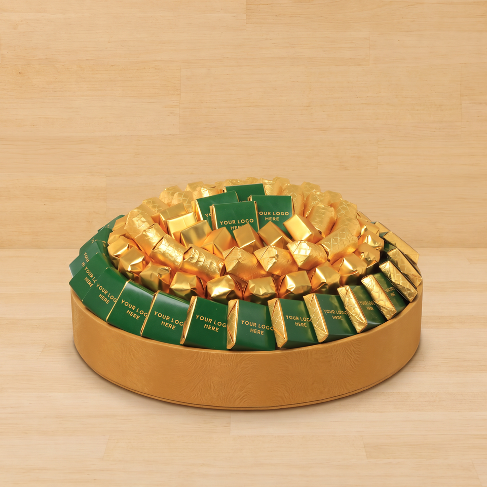 Corporate customized premium chocolate round leather tray