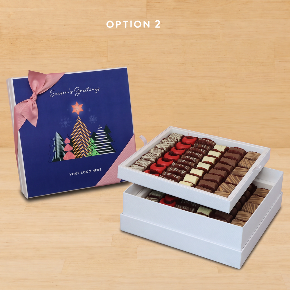 Customized Season's greetings designed premium chocolate 2-layer hard box