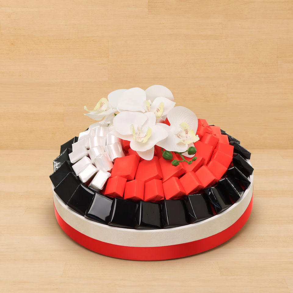 Corporate customized premium chocolate round leather tray
