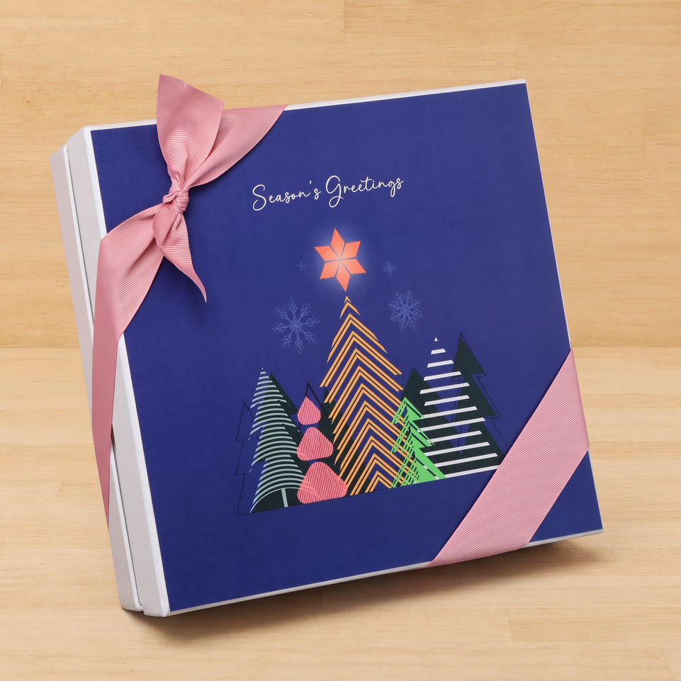 Customized Season's greetings designed premium chocolate 2-layer hard box