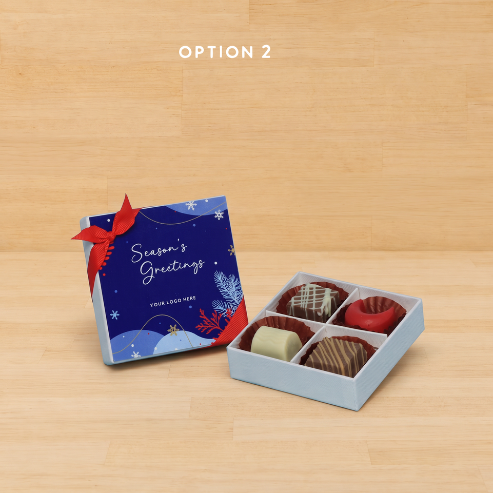 Set of 15 corporate customized season's greetings designed premium chocolate 4p hard box