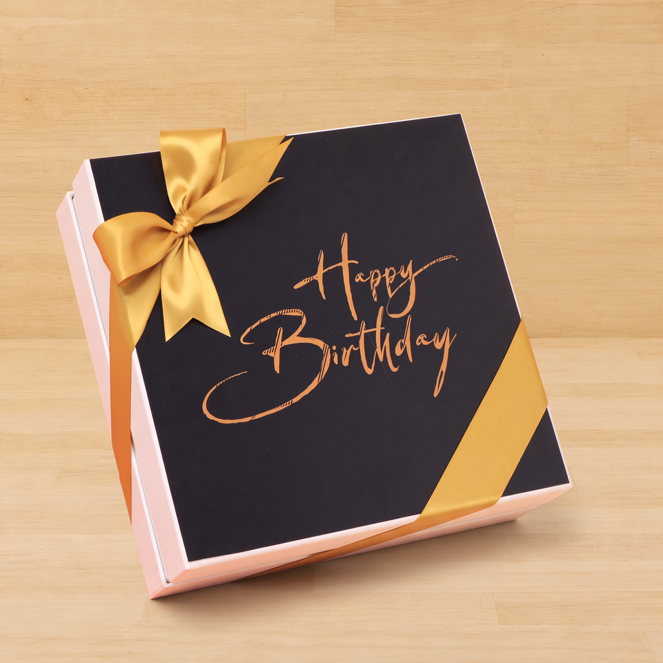 "Happy birthday" black designed 2-layer chocolate hard box