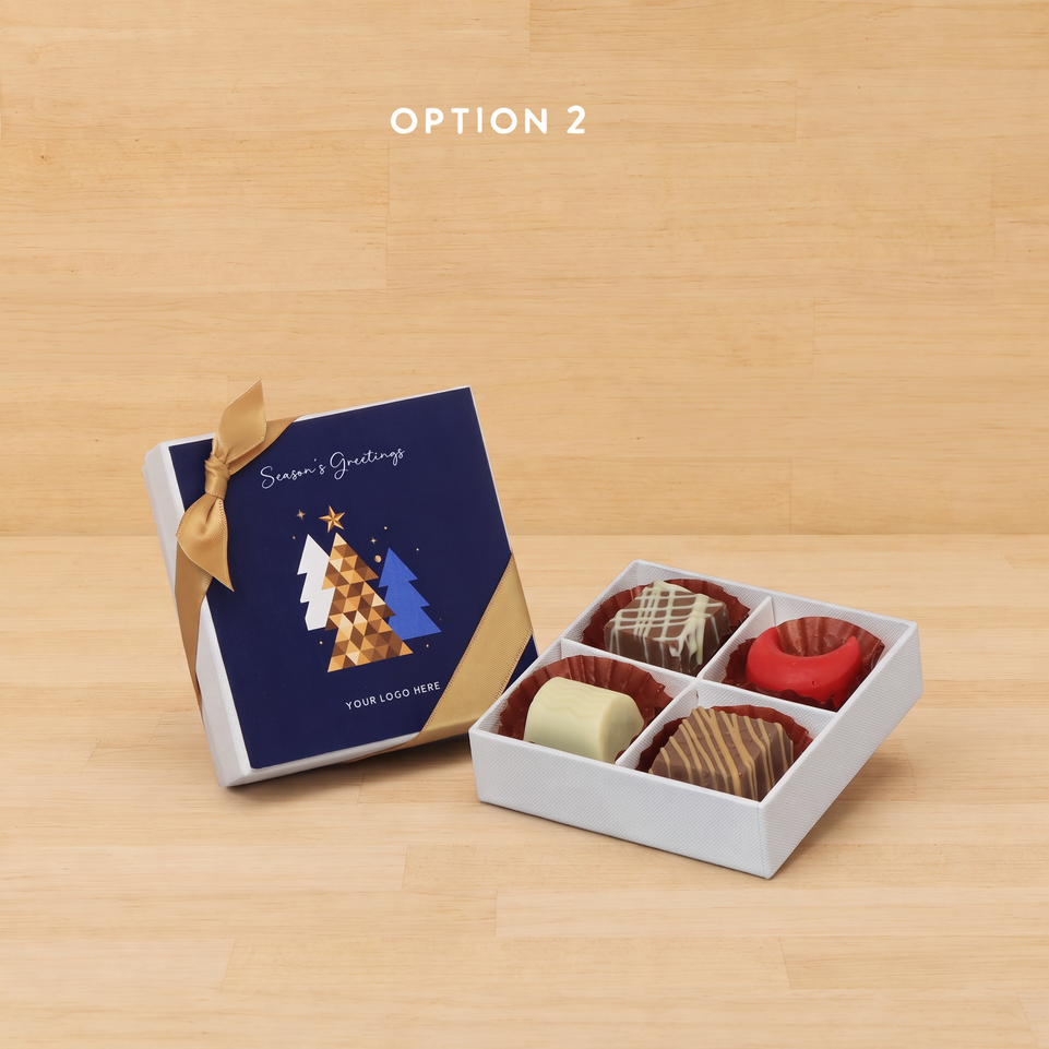 Set of 15 corporate customized season's greetings designed premium chocolate 4p hard box
