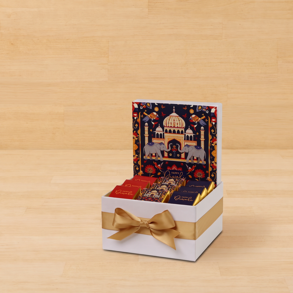 Happy diwali majestic elephant designed premium chocolate small hamper