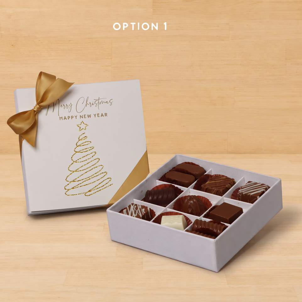 Season's greetings , Merry Christmas & happy new year designed premium chocolate 9 piece hard box