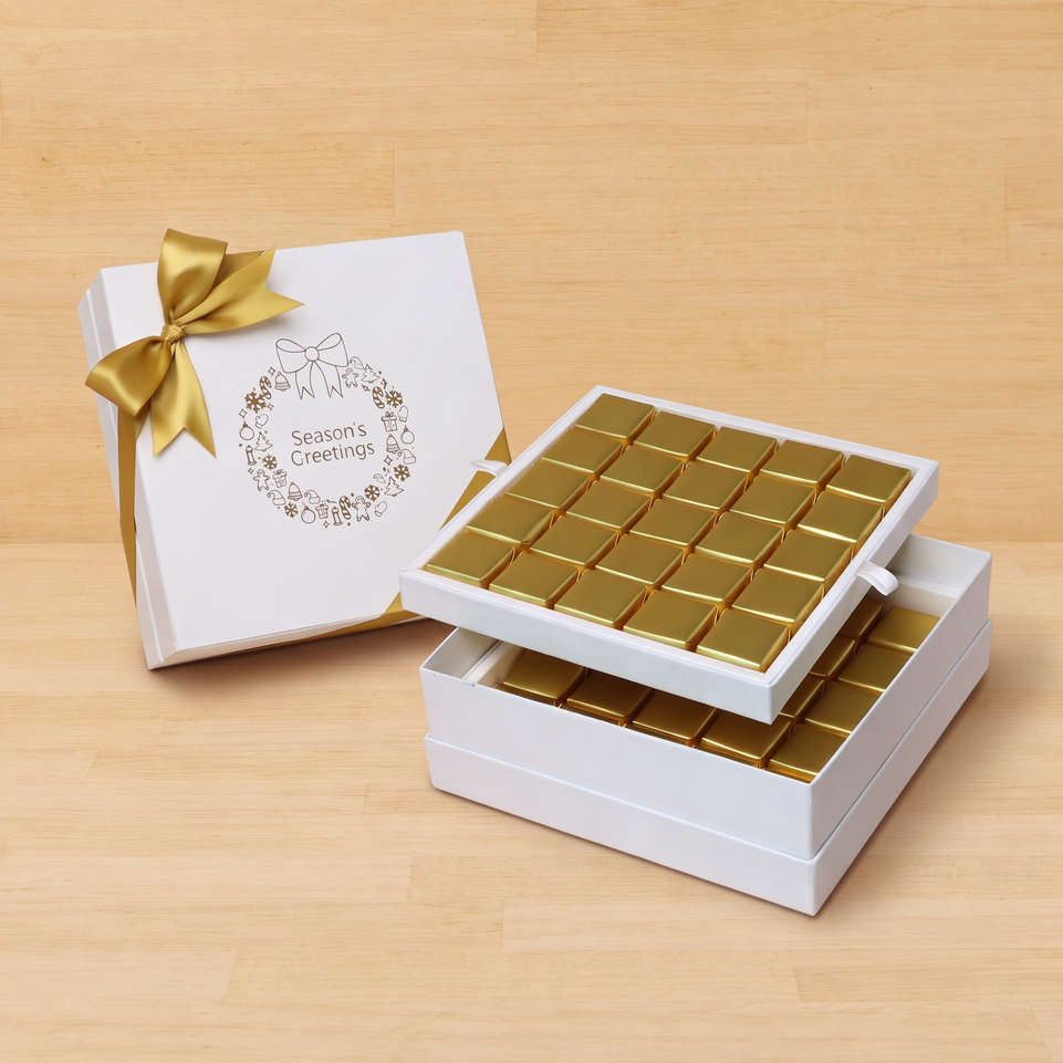 Season's greeting designed premium chocolate 2-layer hard box