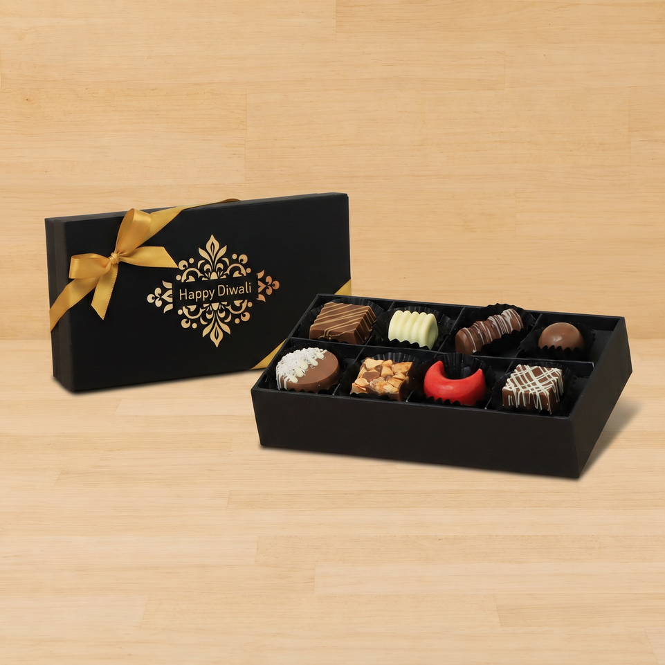 Set of 6 Happy Diwali ornament designed premium chocolate 8P hard box