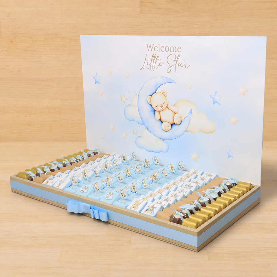 Little star designed premium chocolate large leather tray with acrylic backdrop