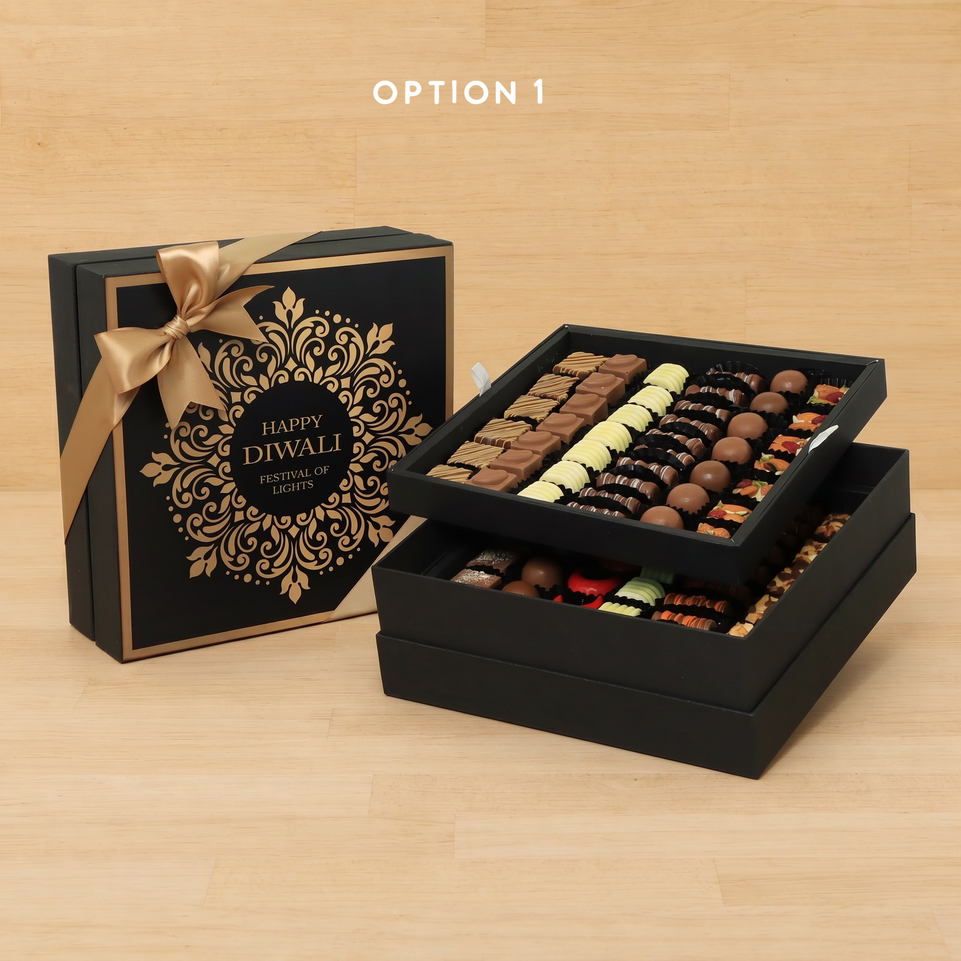 Happy Diwali Festival of Lights ornament designed premium chocolate 2-layer hard box