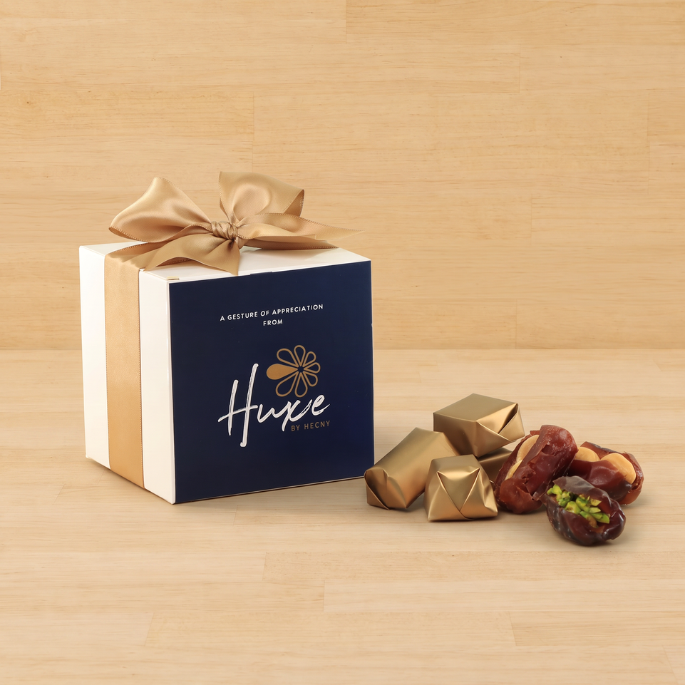 Set of 20 Corporate customized premium chocolate and dates in soft box giveaways