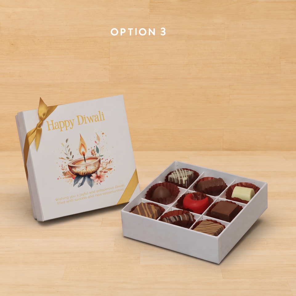 Happy diwali floral candle designed premium chocolate 9P hard box