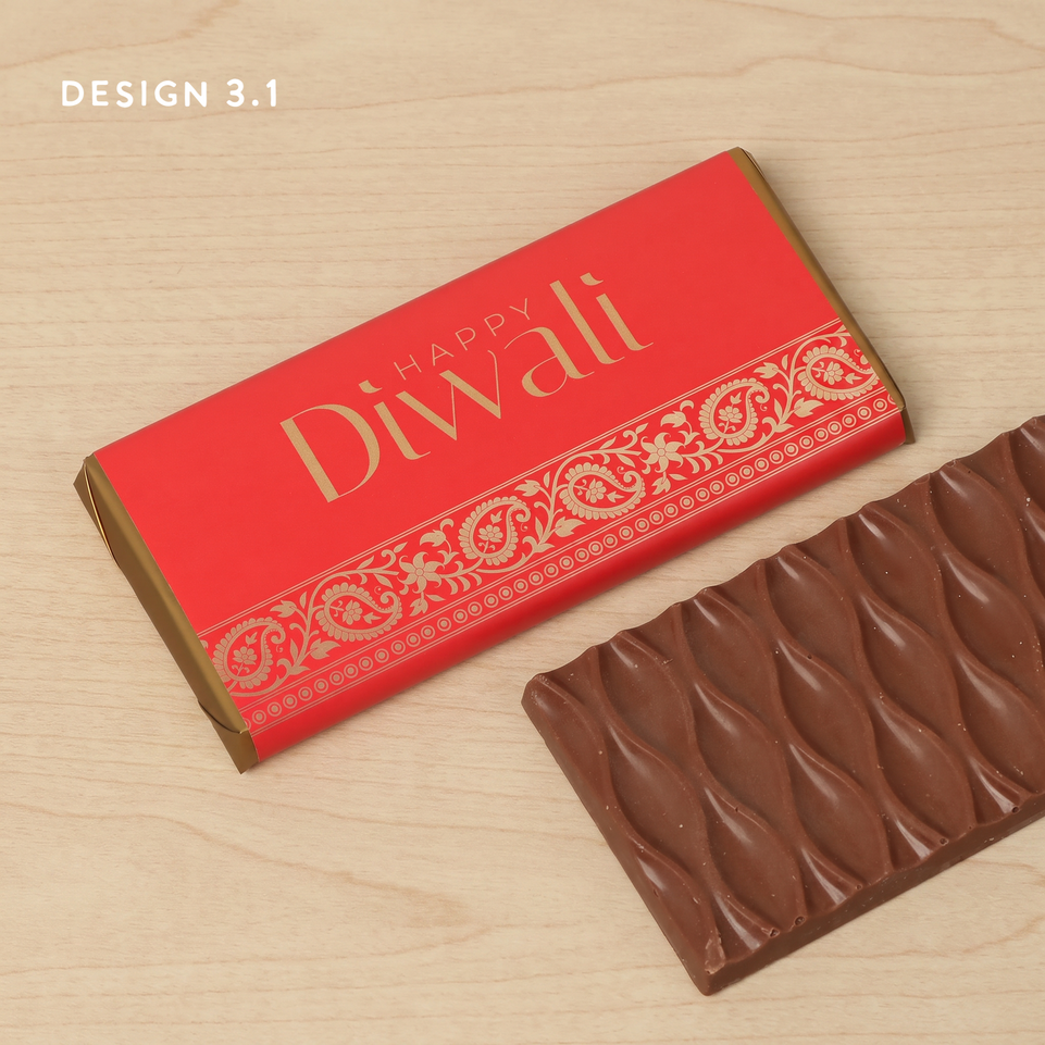 Set of 10 Happy Diwali designed plain milk chocolate bar