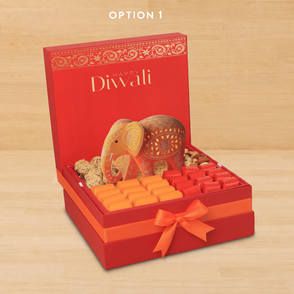 Happy Diwali Elephant designed with chocolate & sweets large hamper