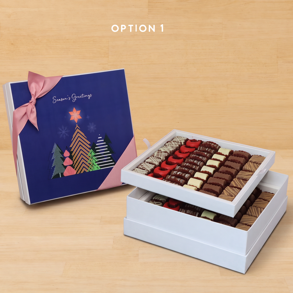 Customized Season's greetings designed premium chocolate 2-layer hard box