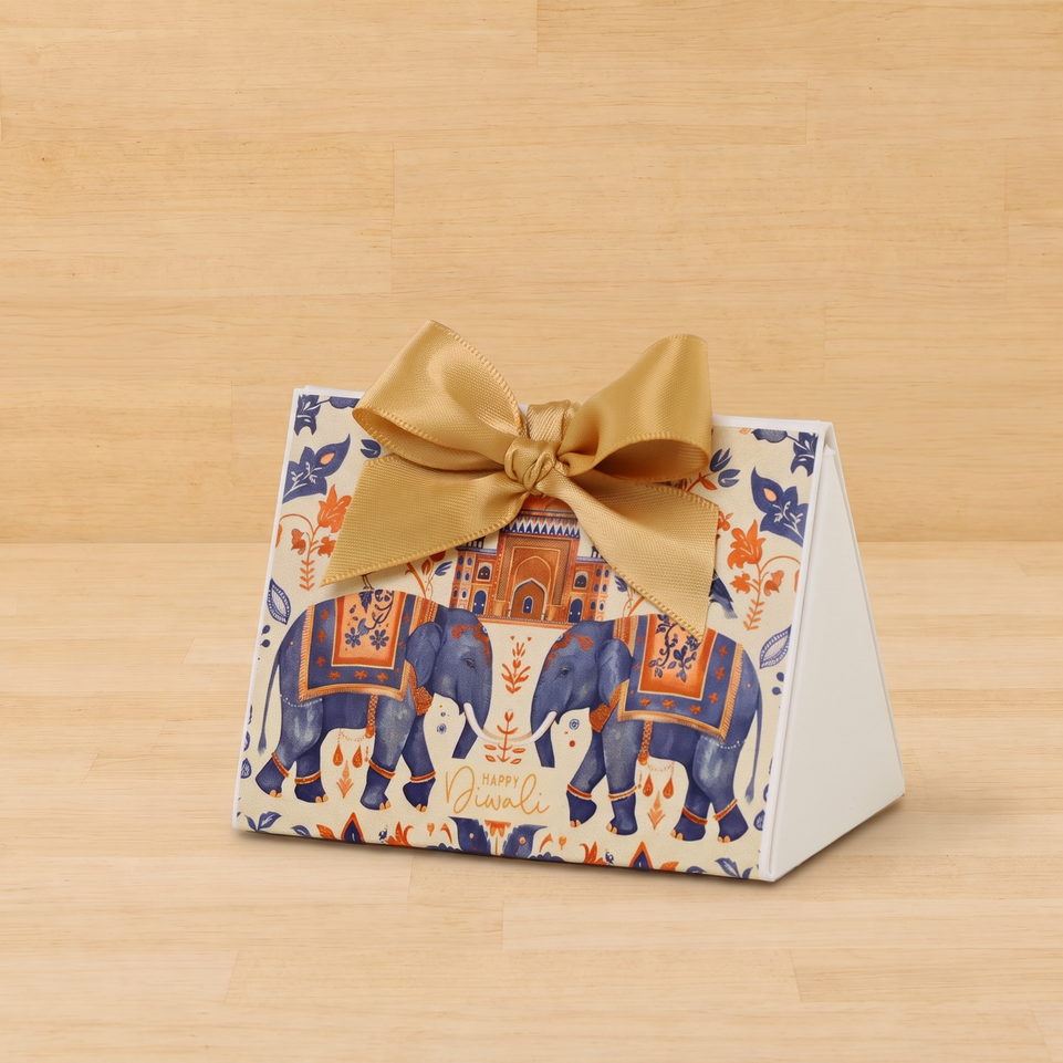 Set of 20 Happy diwali elephant festive premium chocolate triangle box giveaway