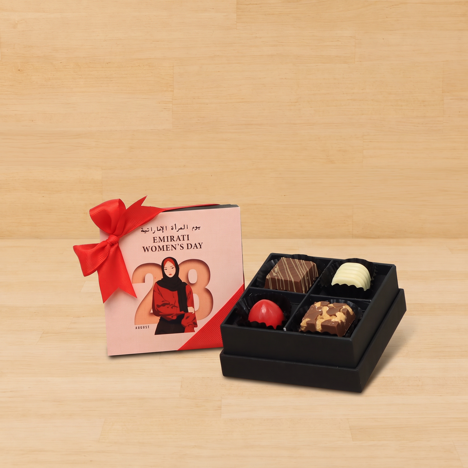 Set of 15 Emirati women's 28th day designed premium chocolate 4 piece hard box