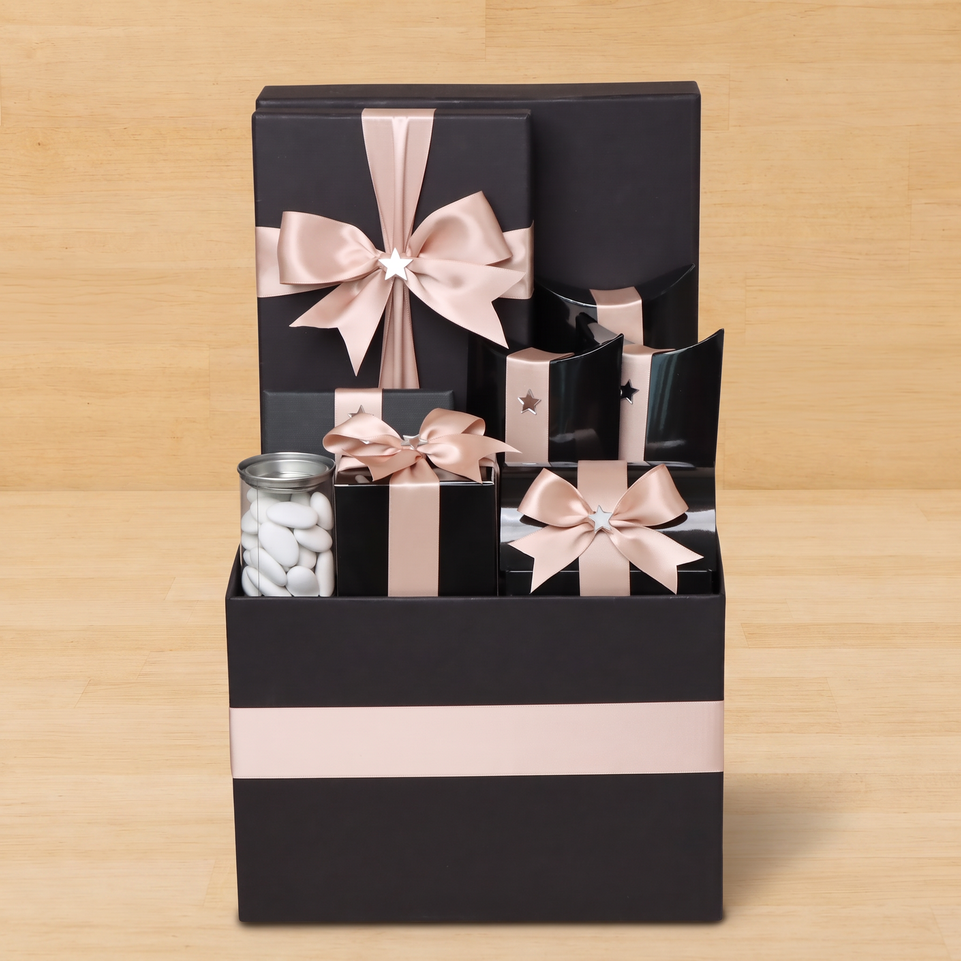 Elegant chocolate & sweets large black hamper