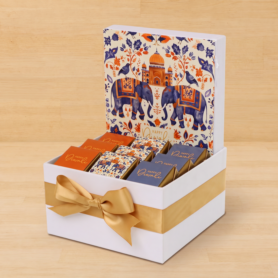 Happy diwali elephant festive designed premium chocolate small hamper