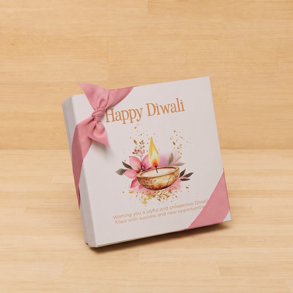 Happy diwali floral candle lights designed premium chocolate 9P hard box
