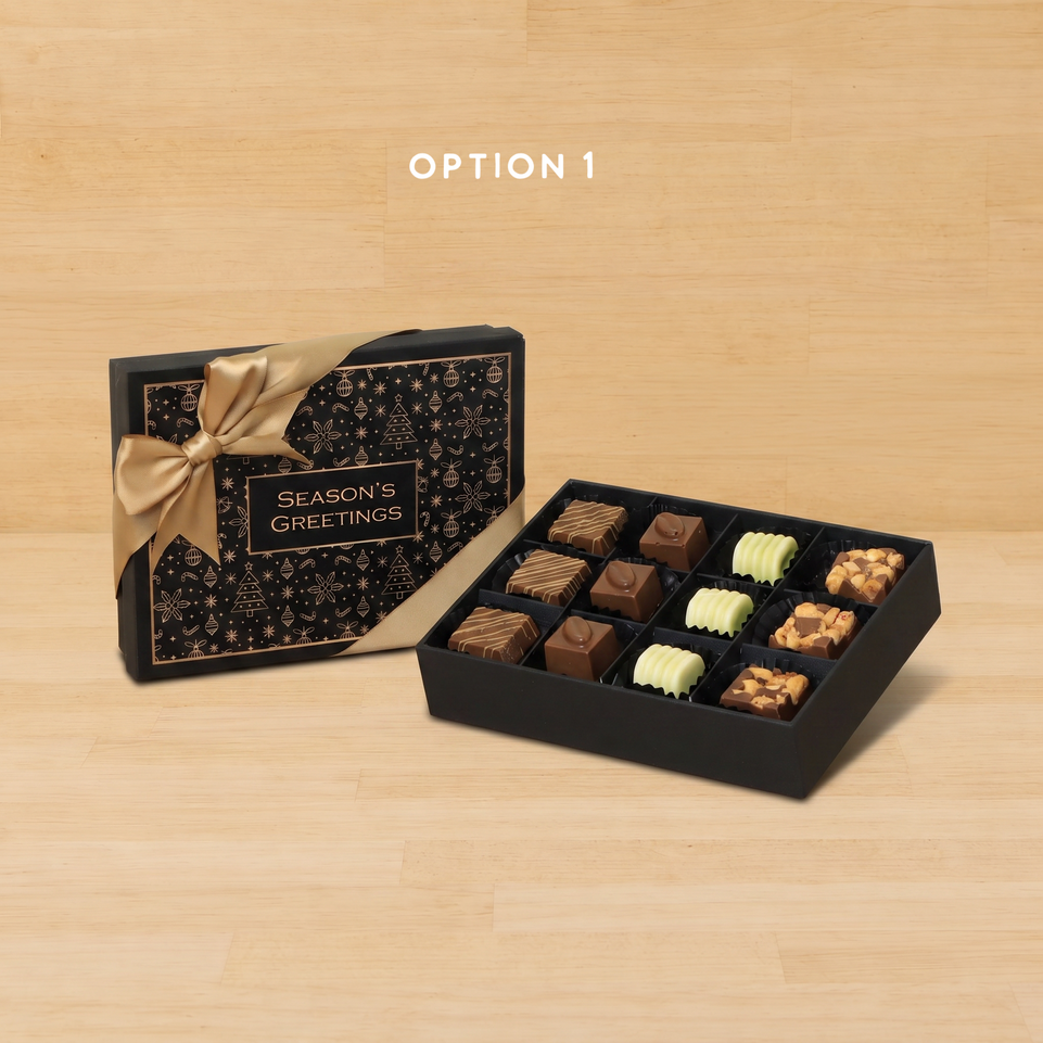 Season's greetings Christmas designed premium chocolate 12P hard box