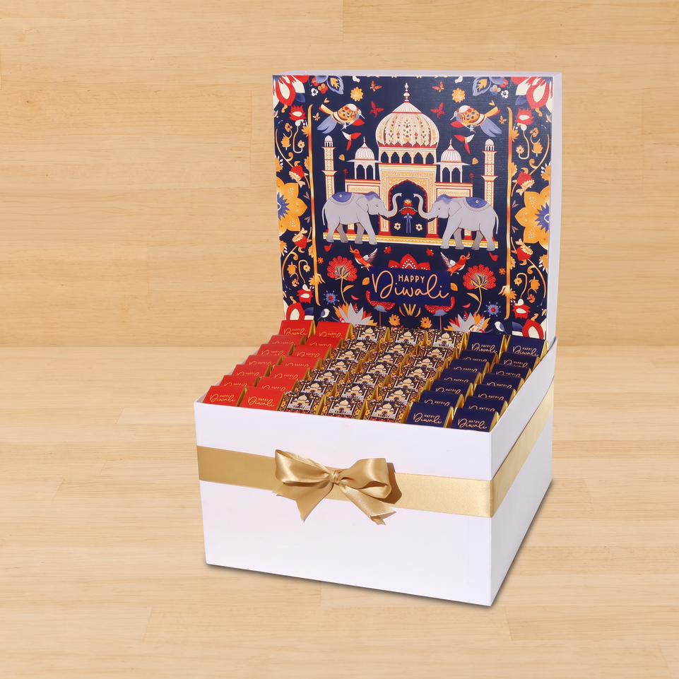 Happy diwali majestic elephant designed premium chocolate extra large hamper