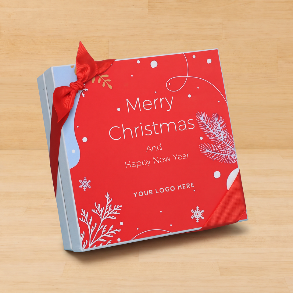 Set of 2 corporate customized merry christmas designed premium chocolate hard box