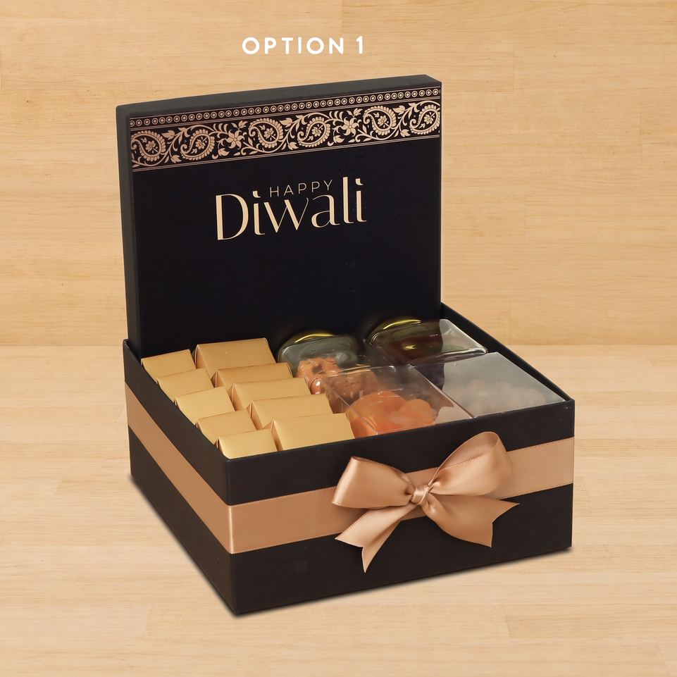 Happy Diwali customized with chocolate & sweets medium hamper