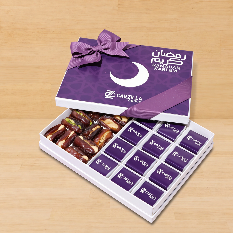 Set of 3 corporate customized premium chocolate & dates 20P hard box