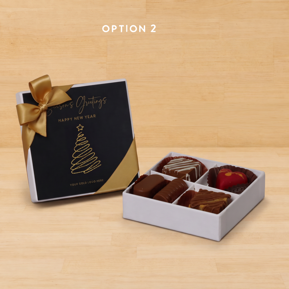 Set of 15 Merry Christmas & happy new year designed premium chocolate 4 piece hard box