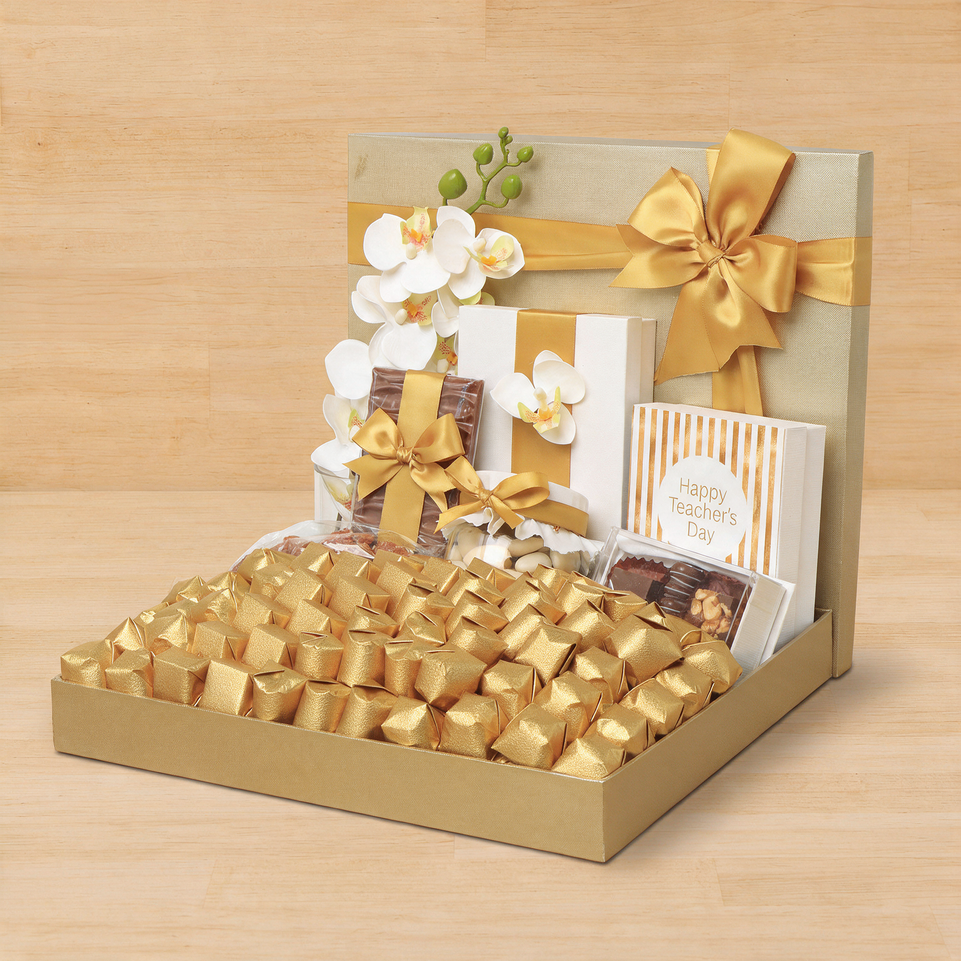 Happy teacher's day elegant designed chocolate and sweets gift