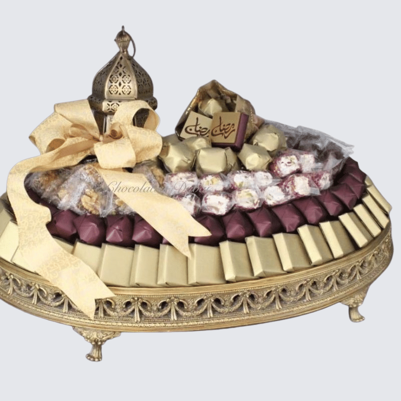 Ramadan eid chocolate & sweets gold metallic tray