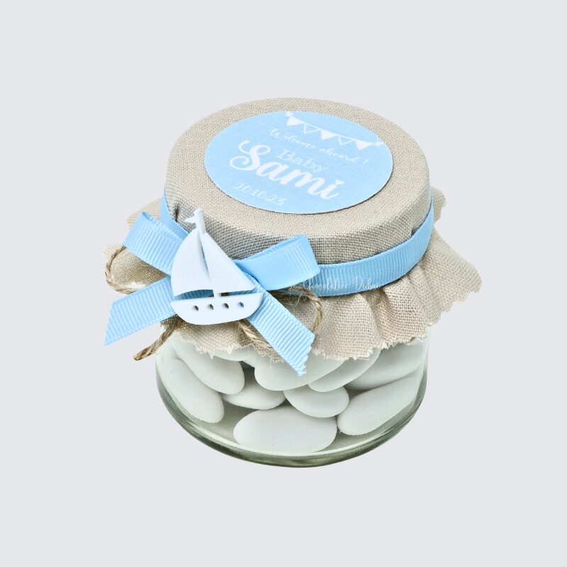 Set of 20 jars nautical theme acrylic decorated almond dragees jar