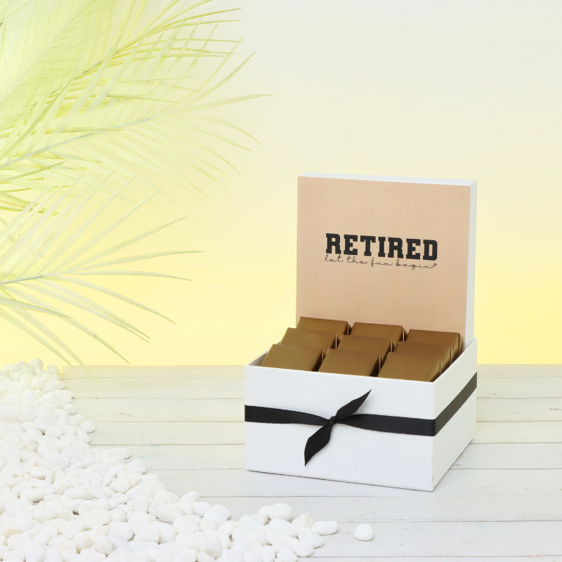 "Let the fun begin" retirement designed premium chocolate small hamper