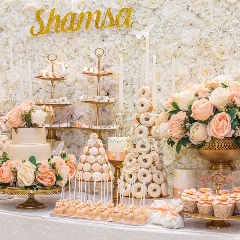 Bridal floral luxury dessert table