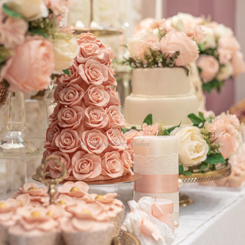 Bridal floral luxury dessert table
