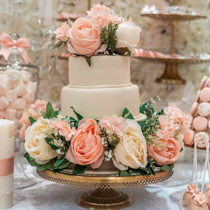 Bridal floral luxury dessert table