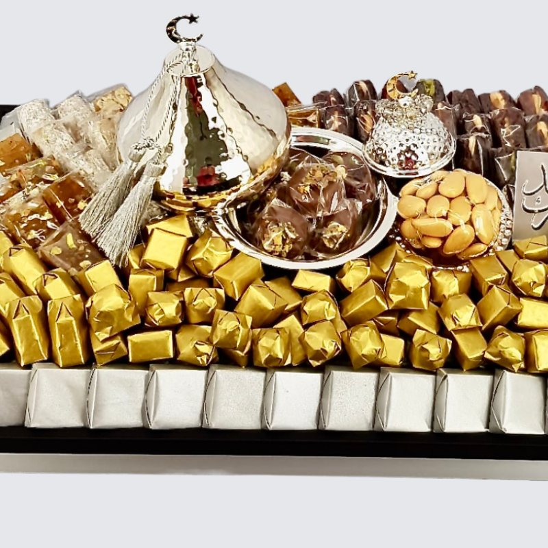 Luxury ramadan chocolate & sweets leather tray