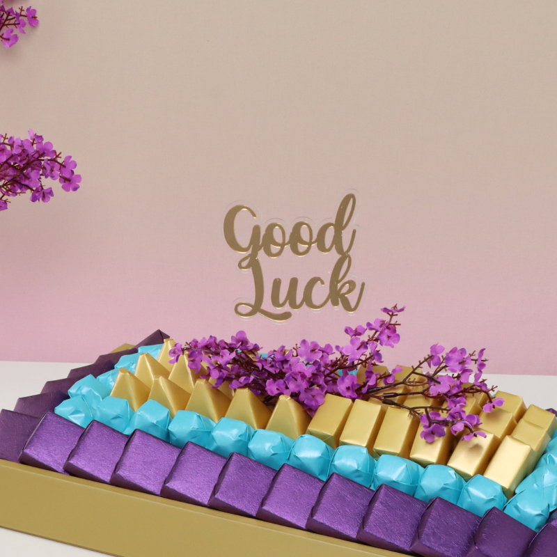 Good luck cherry blossom floral decorated premium chocolate medium leather tray