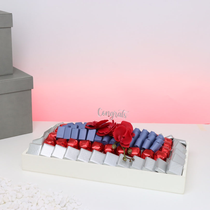 Congrats orchid decorated premium chocolate medium leather tray