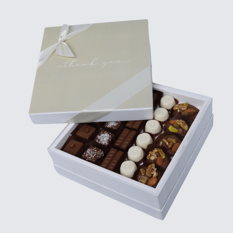 "Thank you" minimalist designed premium chocolate one layer hard box