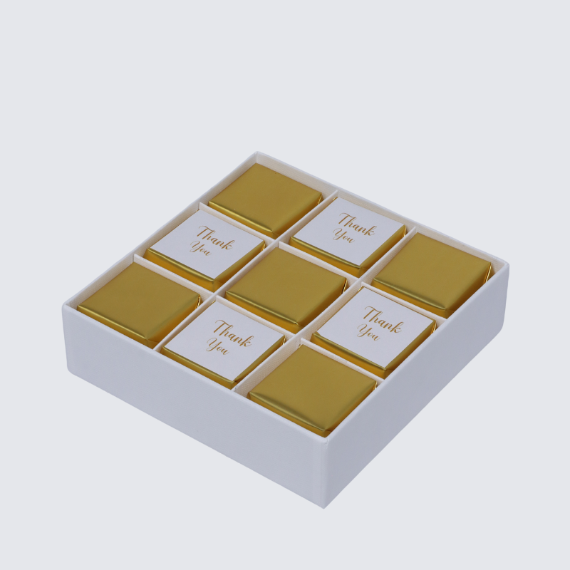 "Thank you" gold designed 9-piece premium chocolate hard box