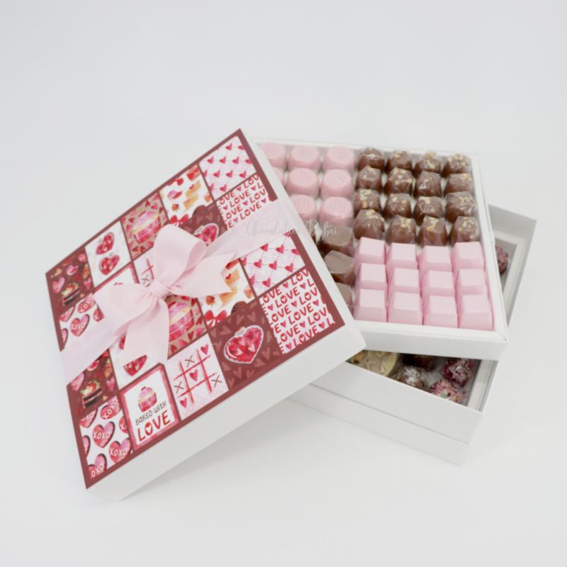 Valentine's designed chocolate 2-layer hard box