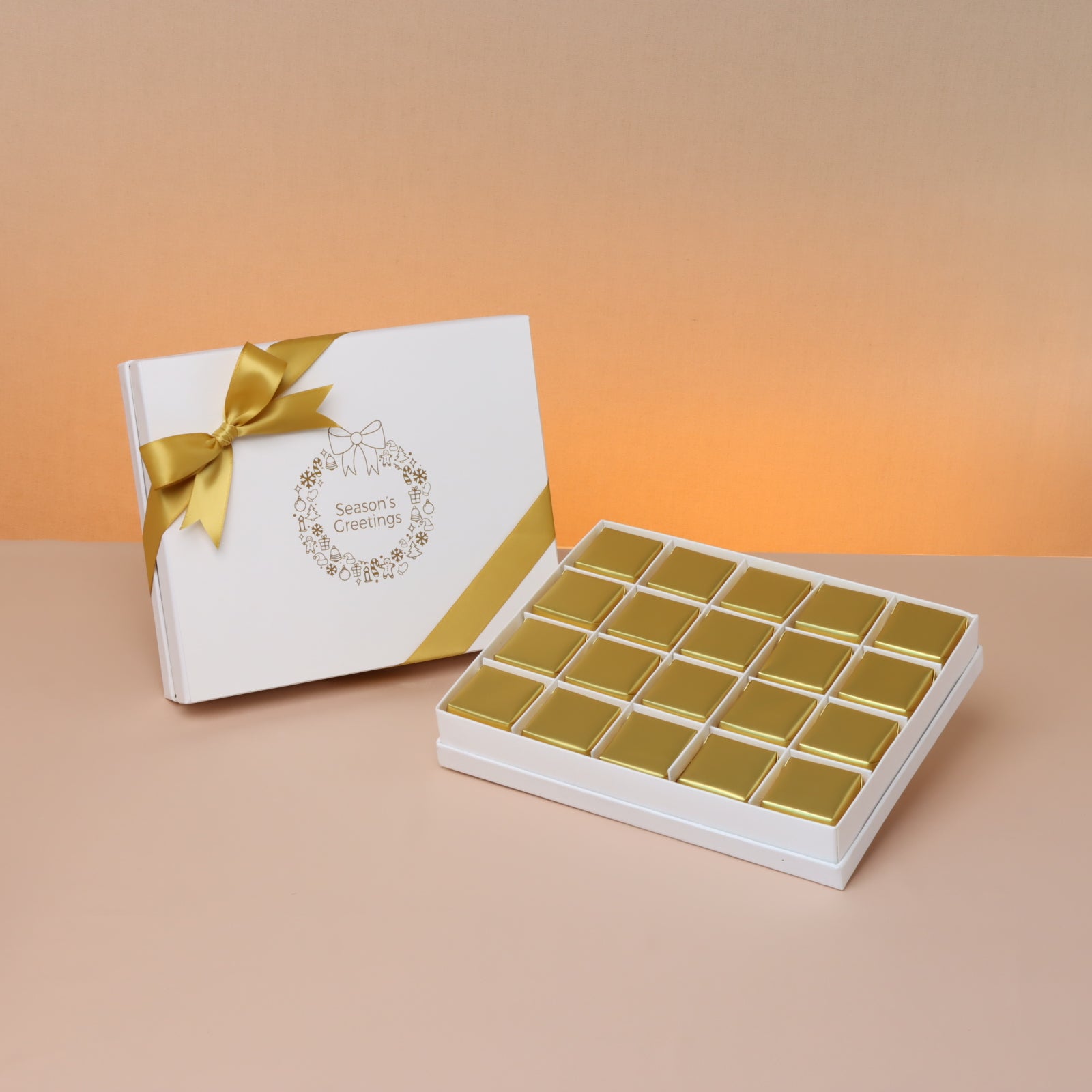 Season's greeting designed premium chocolate 20 piece hard box